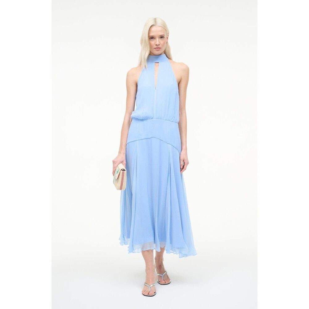 Staud Camryn Dress Clear Blue Midi Formal Cocktail Womens 2